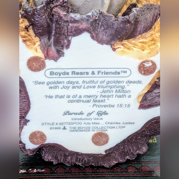 Boyds Bears Ada Mae Cherries Jubilee 20th Anniversary Collection - Picture 8 of 13